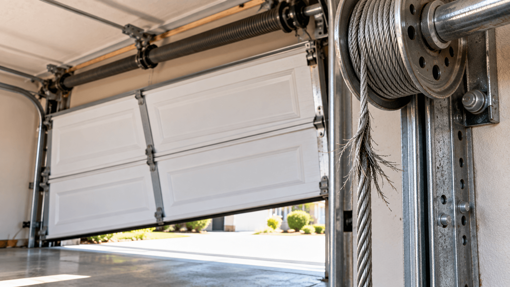 Damaged garage door cable causing an uneven garage door in Porter TX