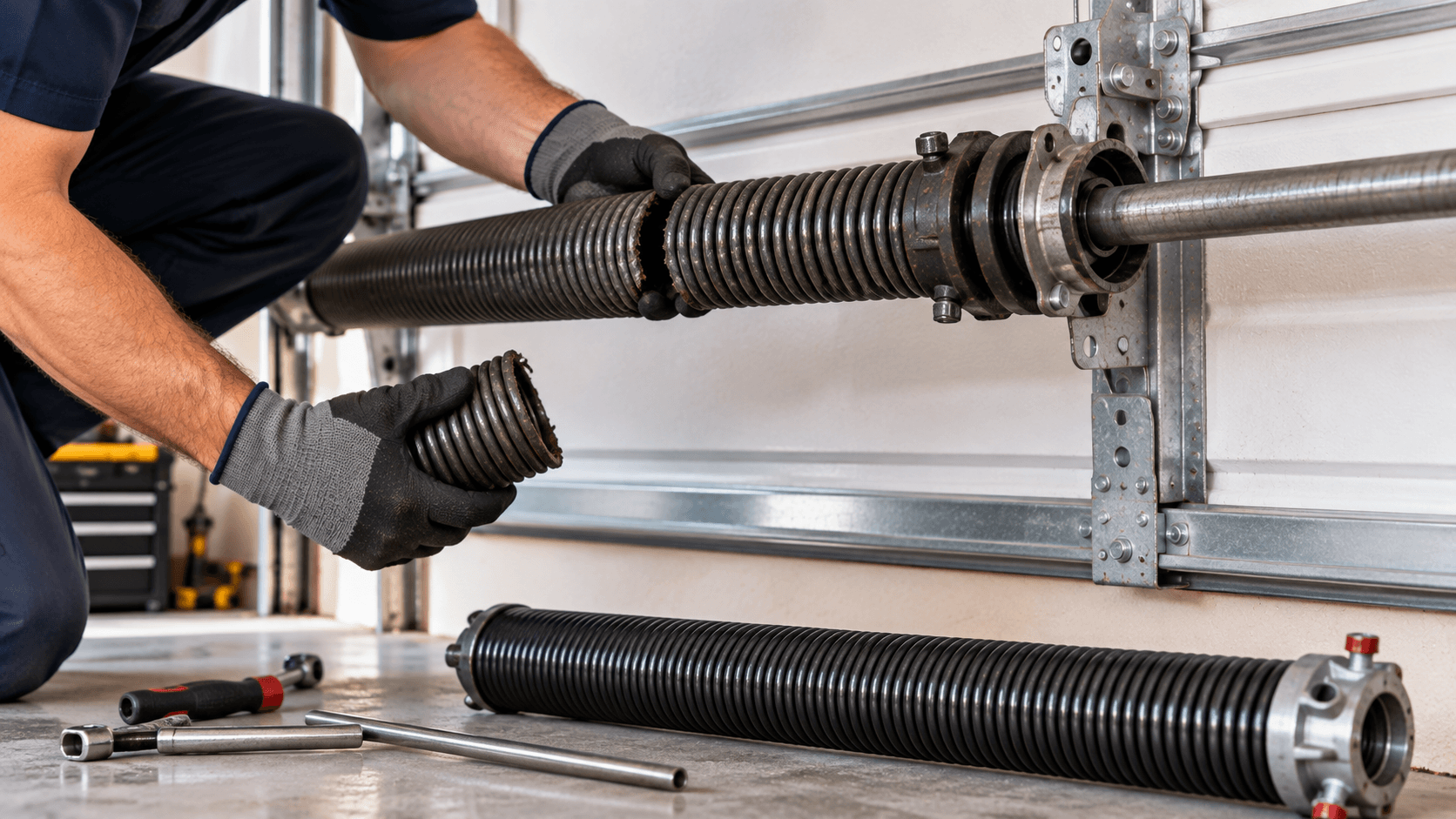 Failed garage door spring replacement in Porter TX