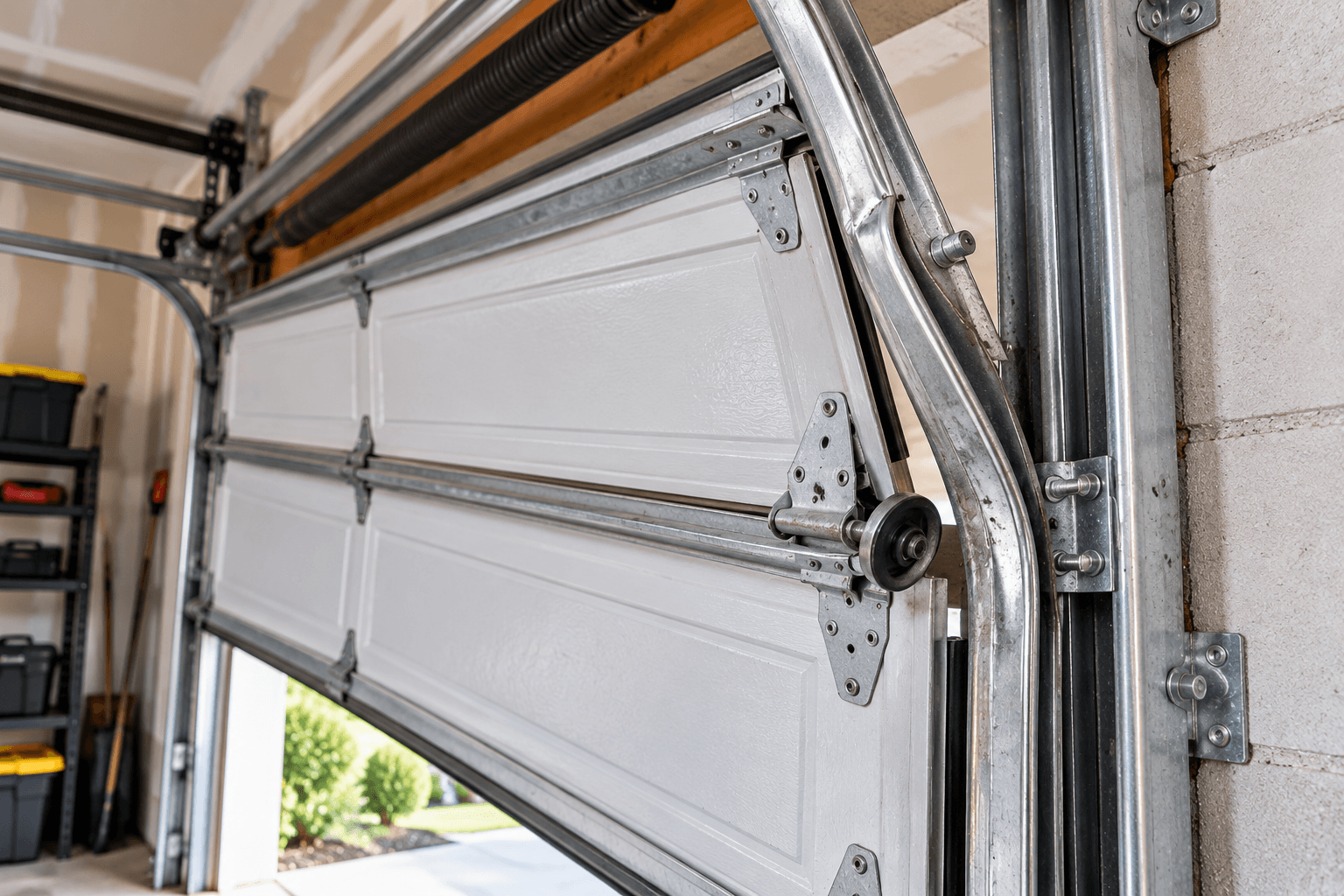 Misaligned garage door track in Porter TX